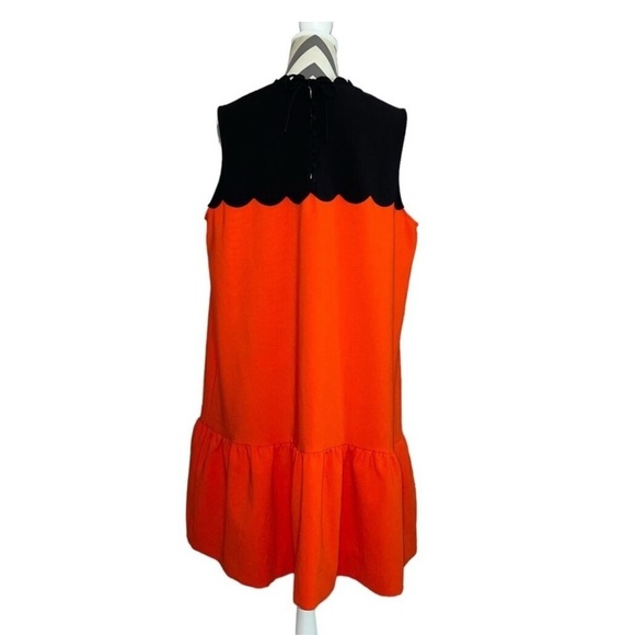 Victoria Beckham x Target Scallop Trim Ruffle Mini Dress Orange & Black Large - Picture 6 of 6